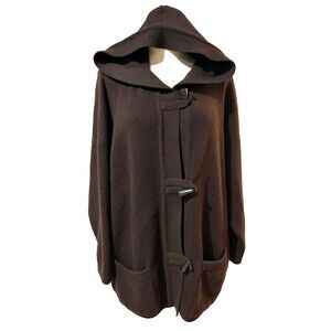 Made in Scotland Vintage Women’s 100% Cashmere Hooded Cardigan size XL Toggle